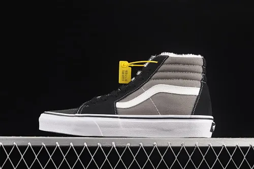 All categories Vans Vans series Vans Hi Vans high-top plus velvet Vans Sk8-Hi 2021 new black and gray color matching high-top casual sneakers VN0A3WM3218